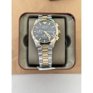 Emporio Armani AR11527 Multifunction Men's Watch With Gray Dial Silver-Gold Belt